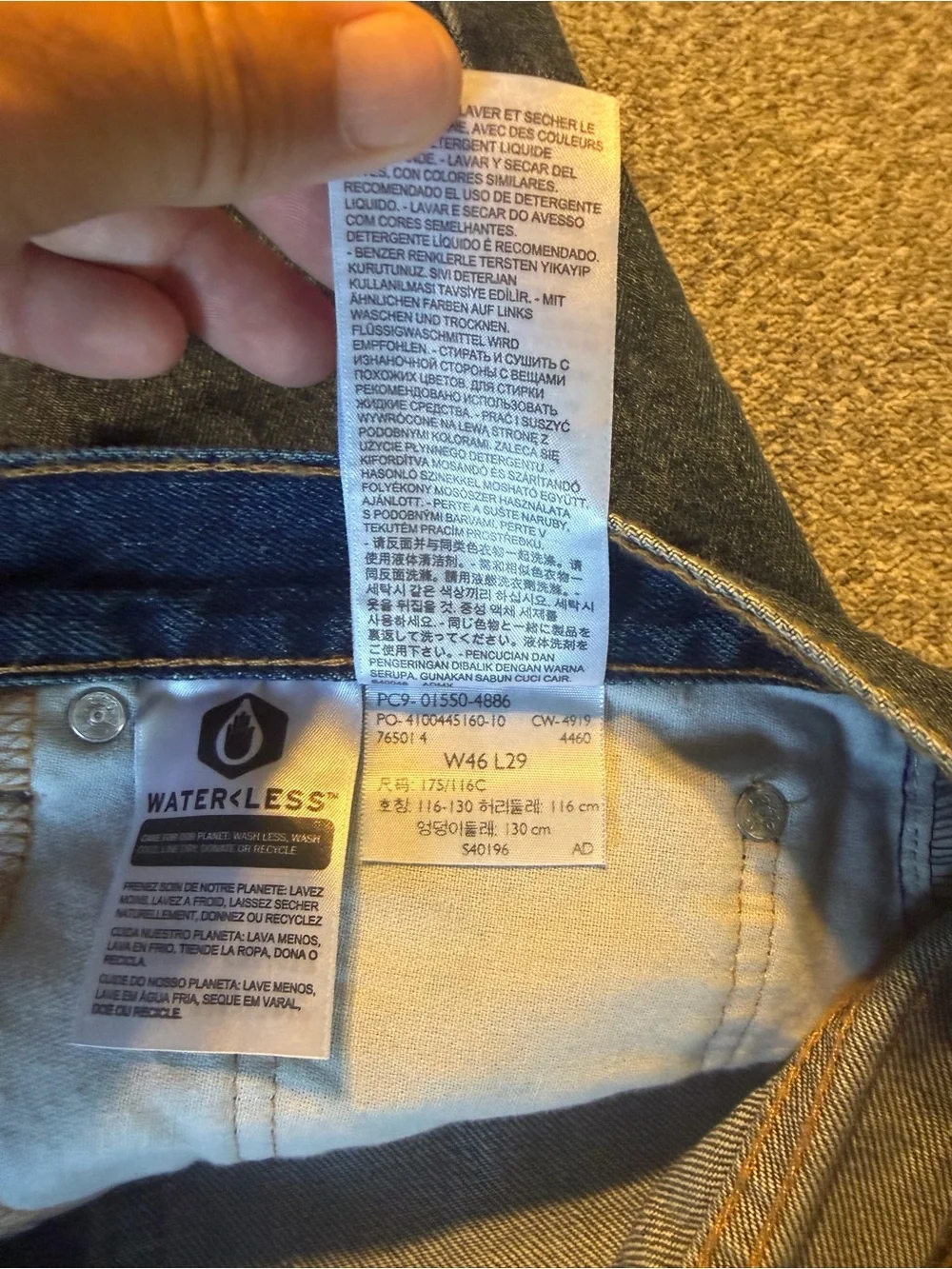 LEVI STRAUSS Men‎ 550 Relaxed Fit 100% Cotton Denim Jeans - 46x39 Dark Blue